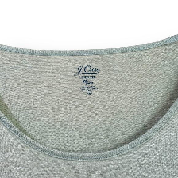 J. Crew Womens Large Relaxed Linen Scoopneck Tee Light Mint Green Oversized Knit - Picture 4 of 10